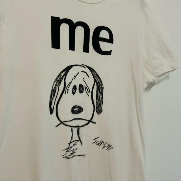 Hand painted White Peanuts Snoopy cotton t-shirt - Picture 3 of 4